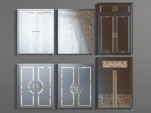 中式雕花双扇平开门