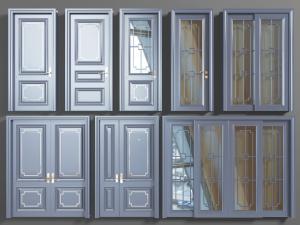 中式实木平开门玻璃推拉门