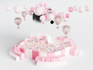 儿童粉色海洋球池娱乐设施3d模型 儿童粉色海洋球池娱乐设施