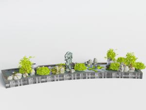 中式水池假山石头景观小品