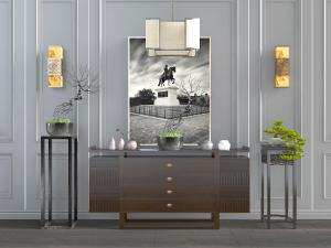 中式实木玄关柜边柜花架盆景