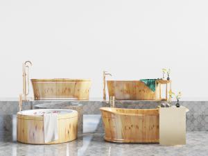 中式实木竹子材质的浴盆浴缸