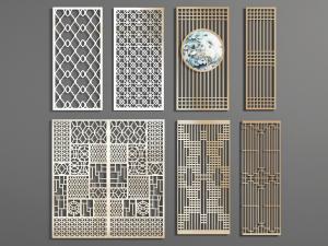 中式金属固定隔断3d模型 中式金属固定隔断