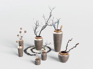 中式陶瓷器皿花瓶干枝