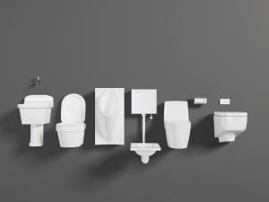 现代白色陶瓷马桶坐便器蹲便拖把池3d模型 现代白色陶瓷马桶坐便器蹲便拖把池