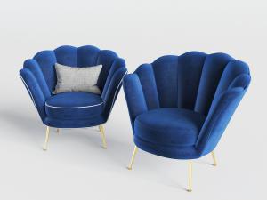 现代扇贝造型的蓝色单人沙发3d模型 现代扇贝造型的蓝色单人沙发