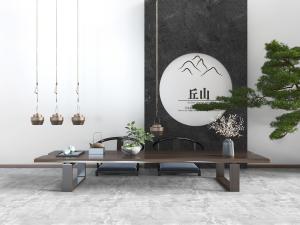 中式低矮实木茶桌