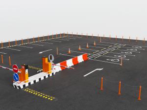 交通地面指示标志、围挡和缓冲带