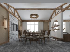 新中式民宿餐厅客厅套房