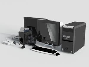 电脑主机键盘耳机音响3d模型 电脑主机键盘耳机音响