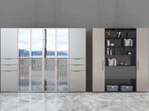 现代轻奢玻璃柜门的酒柜装饰置物柜3d模型 现代轻奢玻璃柜门的酒柜装饰置物柜