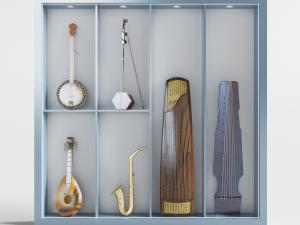 中式古典琵琶、古筝乐器展示柜