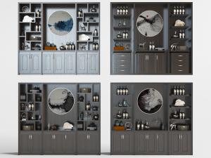 新中式实木装饰酒柜3d模型 新中式实木装饰酒柜