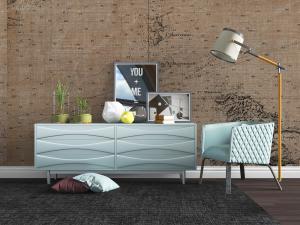 现代轻奢玄关柜边柜休闲椅子落地灯