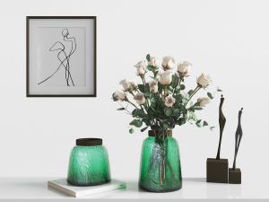 现代彩色花瓶花卉