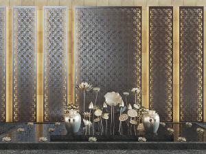 中式荷花装饰景观小品