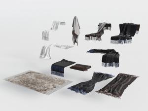 现代带流苏的盖毯地毯3d模型 现代带流苏的盖毯地毯