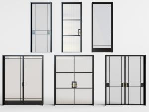 现代黑色边框的平开门推拉门