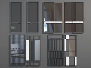 现代黑色隔断推拉门