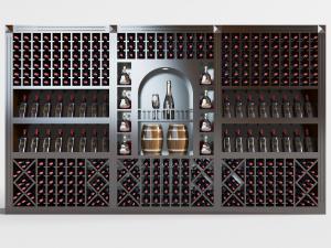 美式实木红酒酒架货架3d模型 美式实木红酒酒架货架