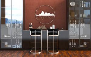 新中式吧台吧椅酒柜3d模型 新中式吧台吧椅酒柜