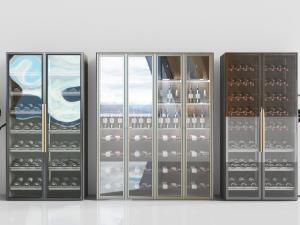 现代轻奢玻璃柜门的酒柜3d模型 现代轻奢玻璃柜门的酒柜