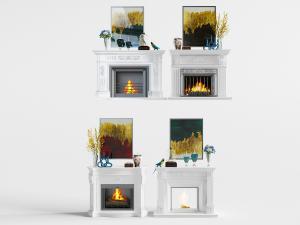 欧式白色雕花大理石壁炉