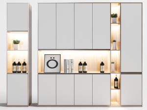 现代中间镂空带灯带的装饰柜