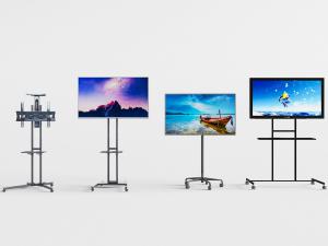 可移动支架上的电视机