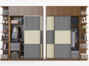 现代实木推拉门衣柜