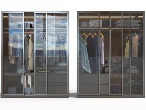 现代玻璃推拉柜门的衣柜