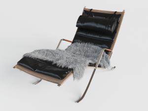 现代黑色皮革躺椅