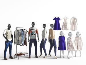 服装店里的模特、衣架3d模型 服装店里的模特、衣架