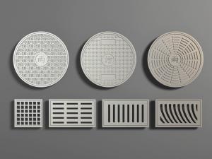 现代金属窨井下水道金属盖子3d模型 现代金属窨井下水道金属盖子
