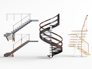 后现代金属转角旋转楼梯3d模型 后现代金属转角旋转楼梯
