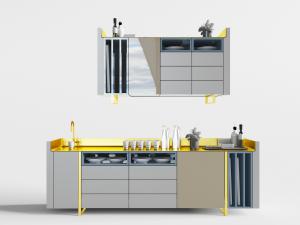 新中式带水龙头的餐边柜