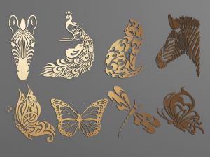 现代金属孔雀斑马蝴蝶墙饰挂件