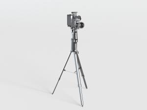 现代放在支架上的照相机