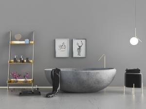 后现代水泥质感的浴盆浴缸