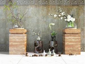 新中式盆景景观小品