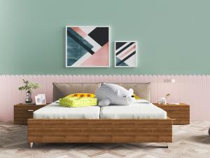 现代实木双人床