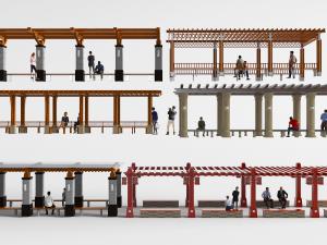 中式实木凉亭花架