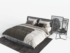 现代皮革床头双人床