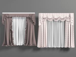 简欧带花边的窗帘窗纱