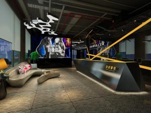 工业风健身房大厅接待前台