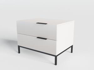 现代白色双抽屉床头柜