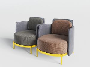 新中式布艺单人沙发3d模型 新中式布艺单人沙发