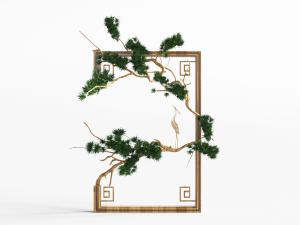 中式松树仙鹤装饰品摆件隔断3d模型 中式松树仙鹤装饰品摆件隔断