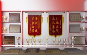 现代奖杯奖状锦旗荣誉背景墙3d模型 现代奖杯奖状锦旗荣誉背景墙