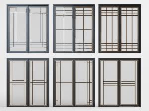 新中式黑色边框的推拉门